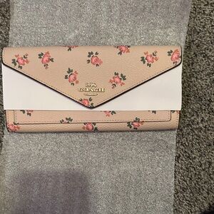 Coach Pink Floral Envelope Continental Wallet